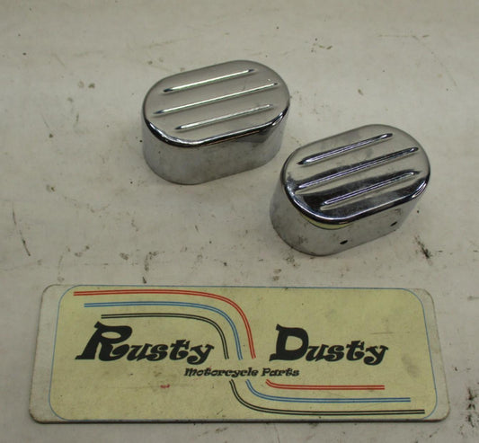 Pair of Harley Davidson Chrome End Cap Covers Slotted