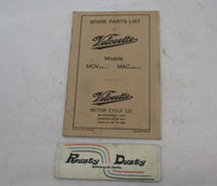 Velocette MOV 250cc and MAC 350cc Spare Parts List Manual Book F132/8R