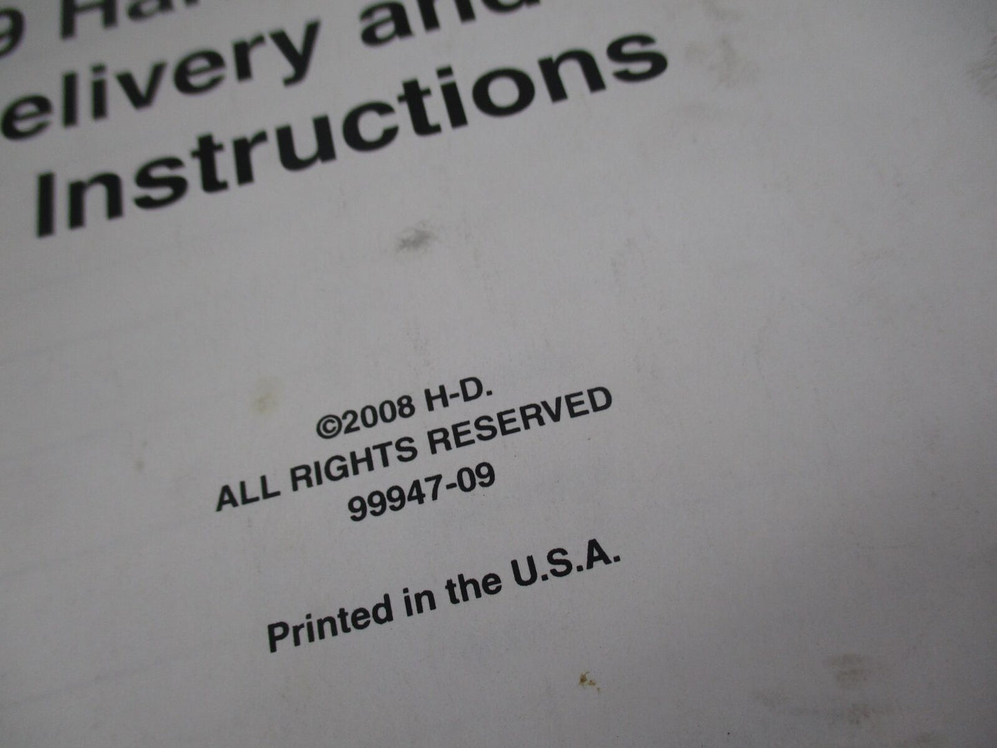 Harley Davidson Factory 2009 Pre Delivery Setup Manual Instructions 99947-09