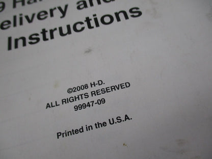 Harley Davidson Factory 2009 Pre Delivery Setup Manual Instructions 99947-09