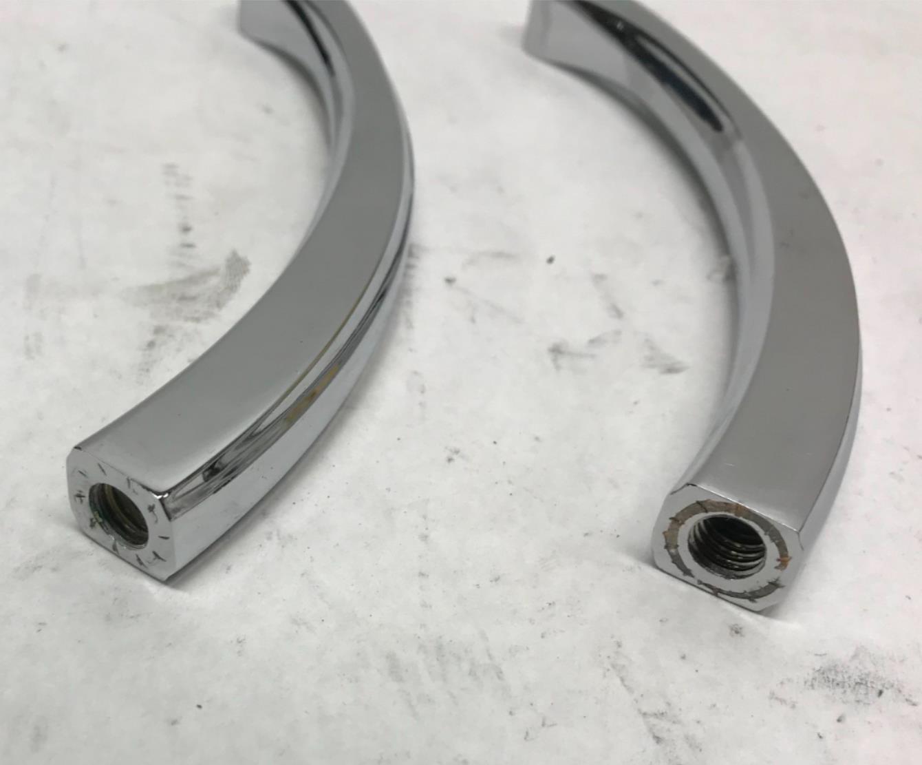 Pair Chrome Mirror Curved Stems Harley Custom