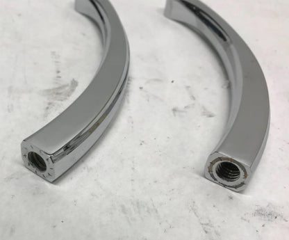 Pair Chrome Mirror Curved Stems Harley Custom
