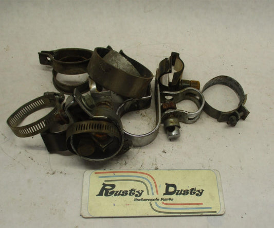 Large Mixed Lot of Harley Davidson Exhaust Muffler Hanger Clamps Brackets