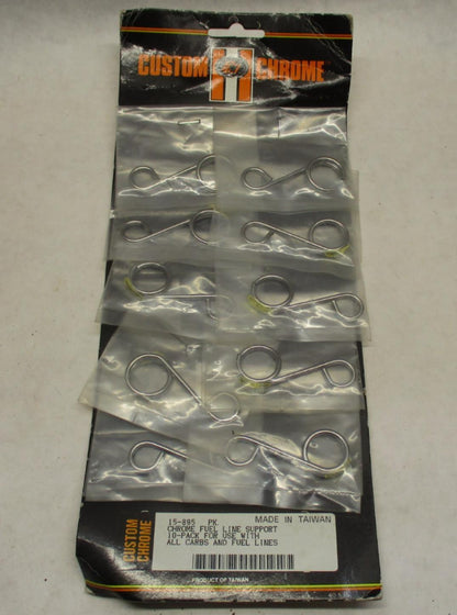 Lot of (10) Custom Chrome Harley Davidson Fuel Line Cable Support Clamps 15-895