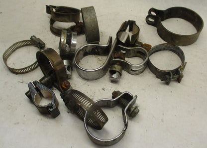 Large Mixed Lot of Harley Davidson Exhaust Muffler Hanger Clamps Brackets