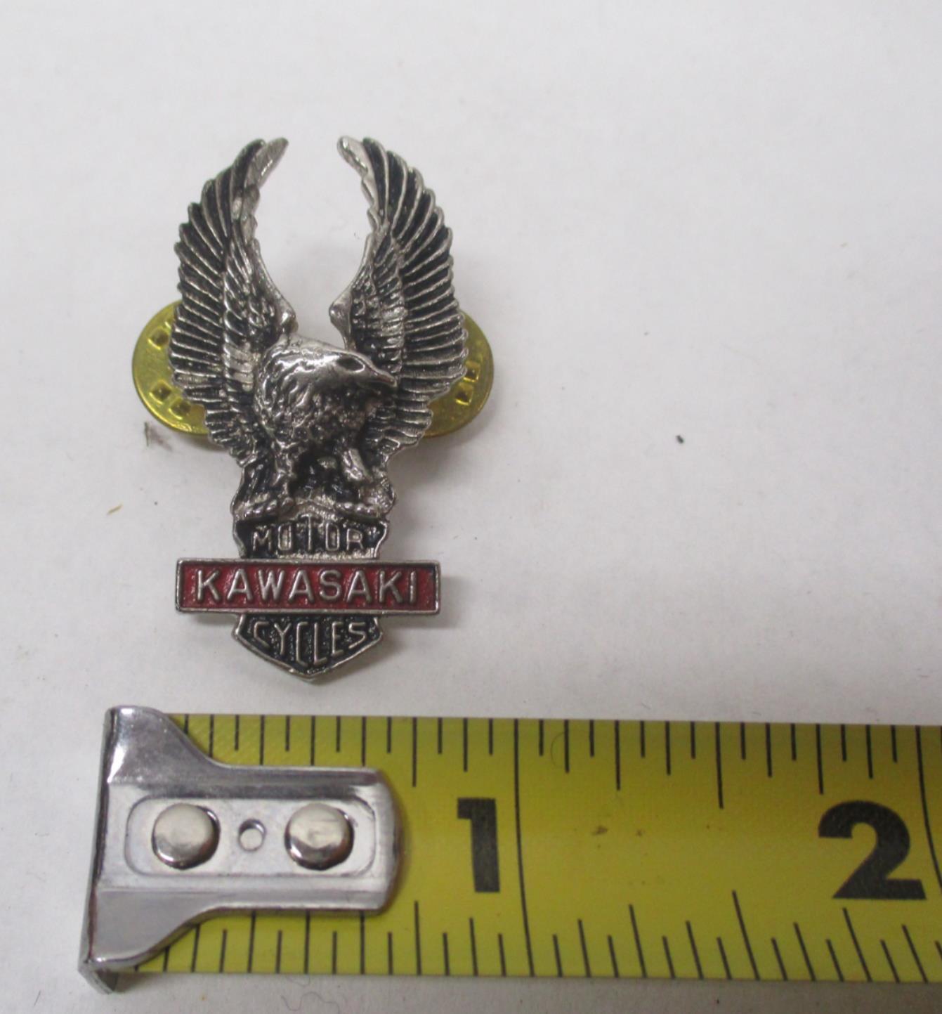 Kawasaki Silver & Red Motorcycle Bike Cruiser Rider Vest Jacket Eagle Metal Pin