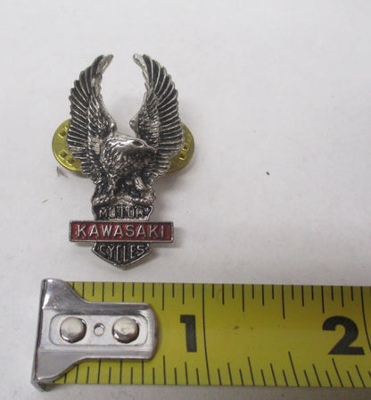 Kawasaki Silver & Red Motorcycle Bike Cruiser Rider Vest Jacket Eagle Metal Pin