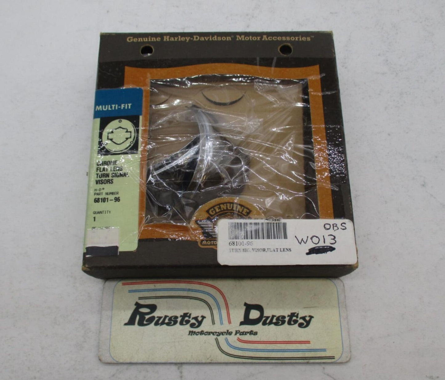 Harley Davidson Genuine NOS Chrome Flat Lens Turn Signal Visors 68101-96