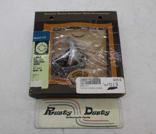 Harley Davidson Genuine NOS Chrome Flat Lens Turn Signal Visors 68101-96