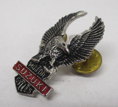 Suzuki Silver & Red Motorcycle Bike Cruiser Rider Vest Jacket Eagle Metal Pin