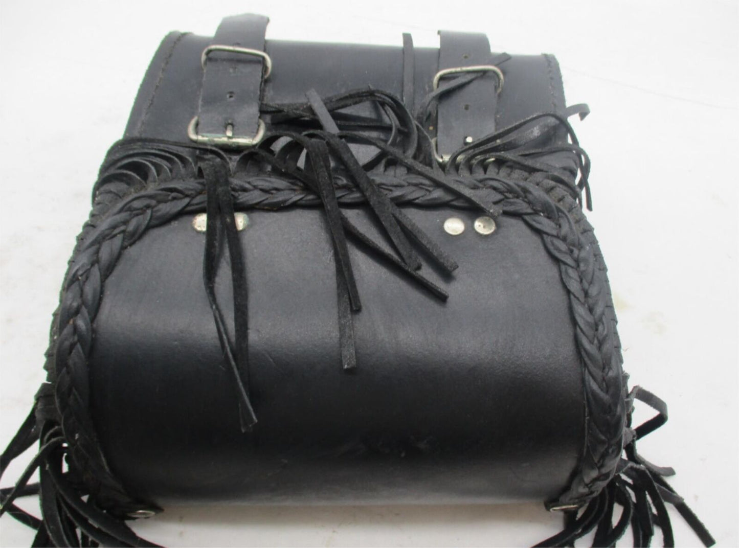 Harley Davidson Black Leather Pouch Bag Sissy Bar Backrest Pouch Tassels