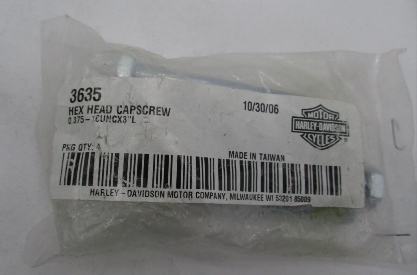 Harley Davidson Pack of 4 Genuine NOS Hex Cap Screws with Locker 3635