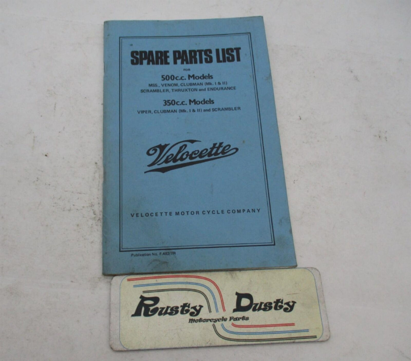 Velocette Viper Clubman 350 MSS Venom 500 Spare Parts List Book F.482/7R