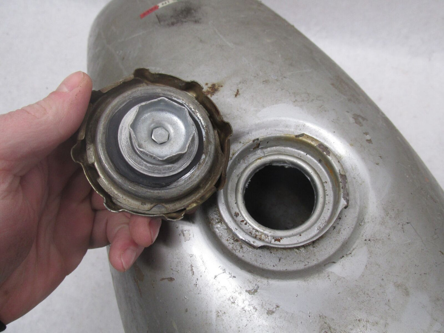 Vintage Italian Made in Itlay Silver Cafe Racer Motorcycle Gas Tank Gilera ?