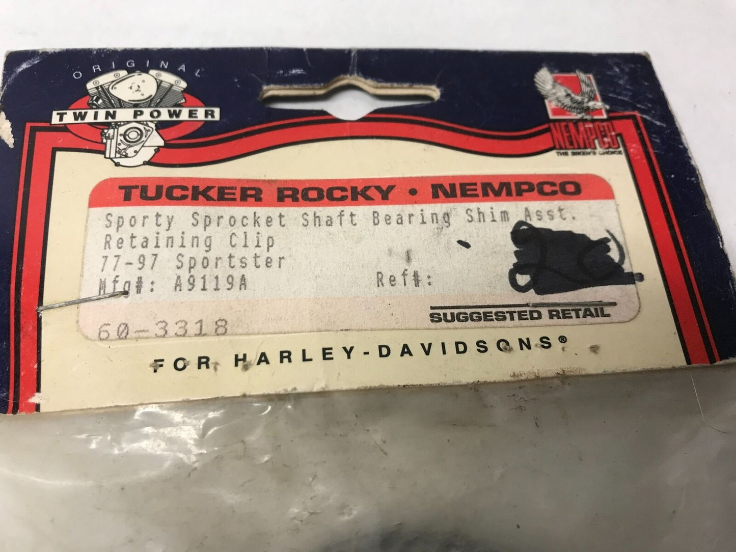 Twin Power 77-97 Sportster Sprocket Shaft Bearing Shims retaining Clips 60-3318