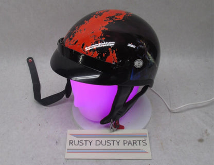 Outlaw Black and Red Medium M T-70 Motorcycle Half Helmet 57-58cm