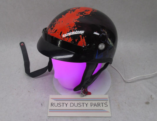 Outlaw Black and Red Medium M T-70 Motorcycle Half Helmet 57-58cm