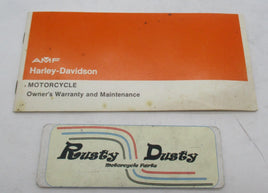 Harley-Davidson Original Genuine AMF Owners Warranty & Maintenance Manual Book