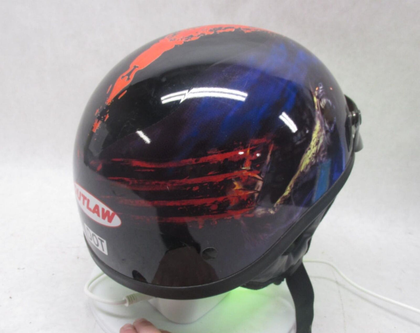 Outlaw Black and Red Large L T-70 Motorcycle Half Helmet 59-60cm