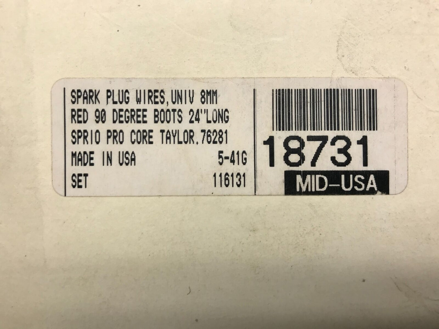 Spark Plug Wires 8mm Universal Red 90 Degree Boots 24" Long Sprio Core Pro