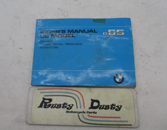 Original Vintage BMW Rider's R65 Operation Maintenance Manual Book