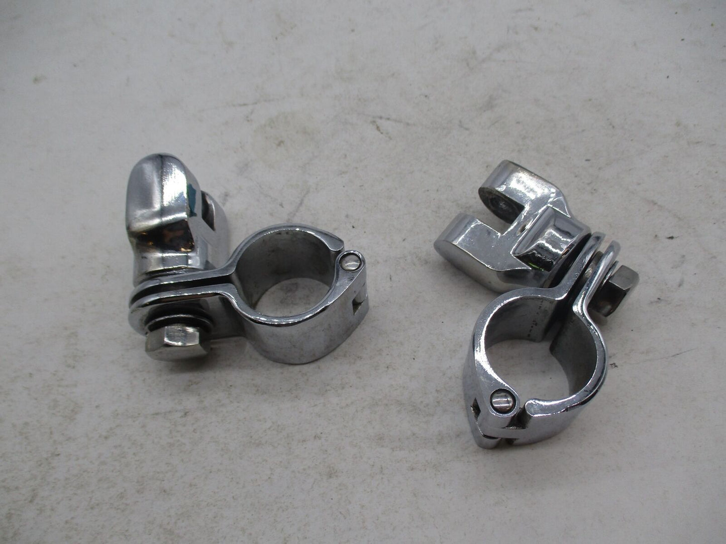 Harley Davidson Genuine Pair of Chrome Highway Peg Mounting Bracket Clamps