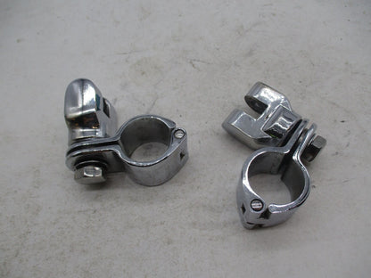 Harley Davidson Genuine Pair of Chrome Highway Peg Mounting Bracket Clamps