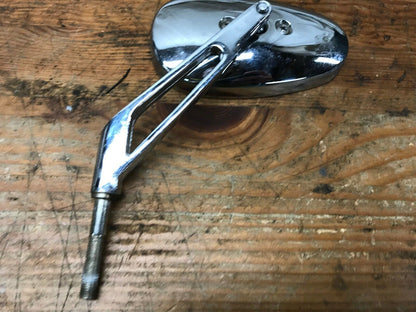 Harley Left side Mirror Chrome Oval Slotted Stem Style Chopper Nice Condition