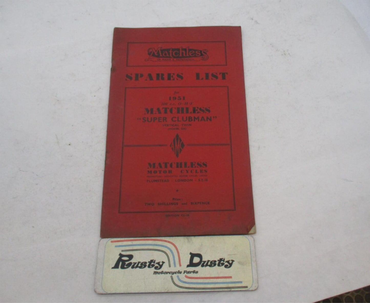 Matchless 1951 500cc Super Clubman Vertical Twin Spares List Parts Catalog