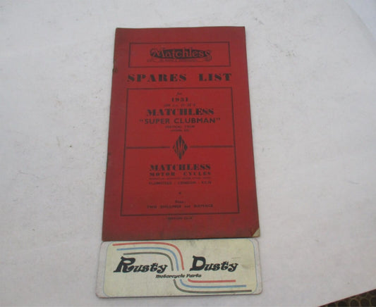 Matchless 1951 500cc Super Clubman Vertical Twin Spares List Parts Catalog
