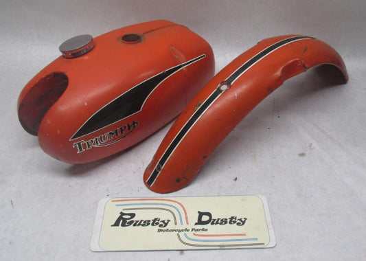Original Paint 1971 Triumph 250 T25T Trailblazer T470 Gas Tank & Front Fender