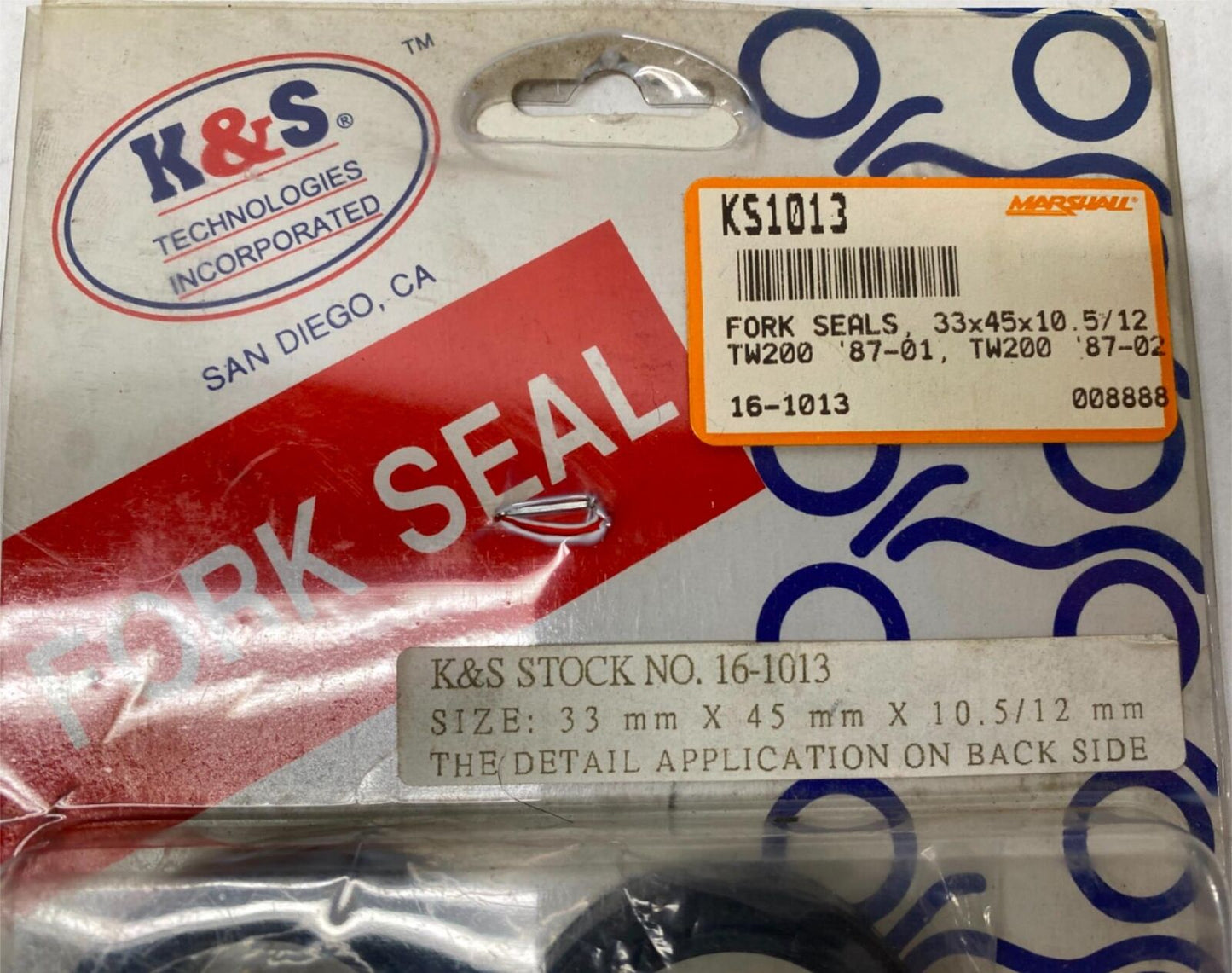 K&S Fork Seals 33x45x10.5/12 KS1013 16-1013