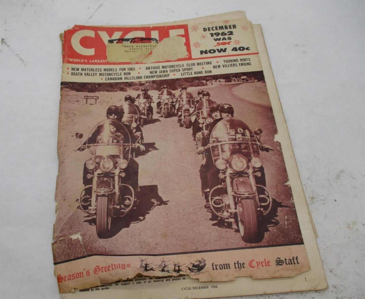 Vintage Cycle December 1962 Motorcycle Magazine