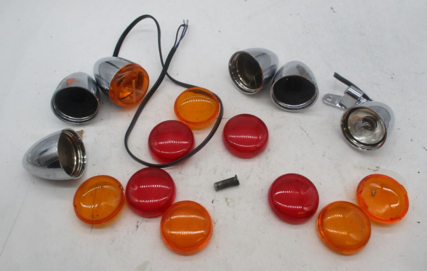 Mixed Lot of Harley Davidson Chrome Bullet Turn Signals and Lenses