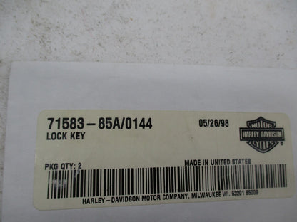 Harley Davidson Genuine NOS Lock Ignition Key Set 71583-85A Code: 0144