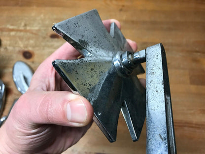 Chrome Maltese Mirror Slotted Stem Left Side Harley Used Old School Patina