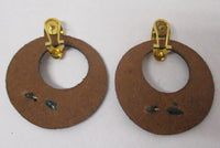 Harley-Davidson HD Leather Hoop Gold Colored Earrings Jewelry Bar Shield Logo