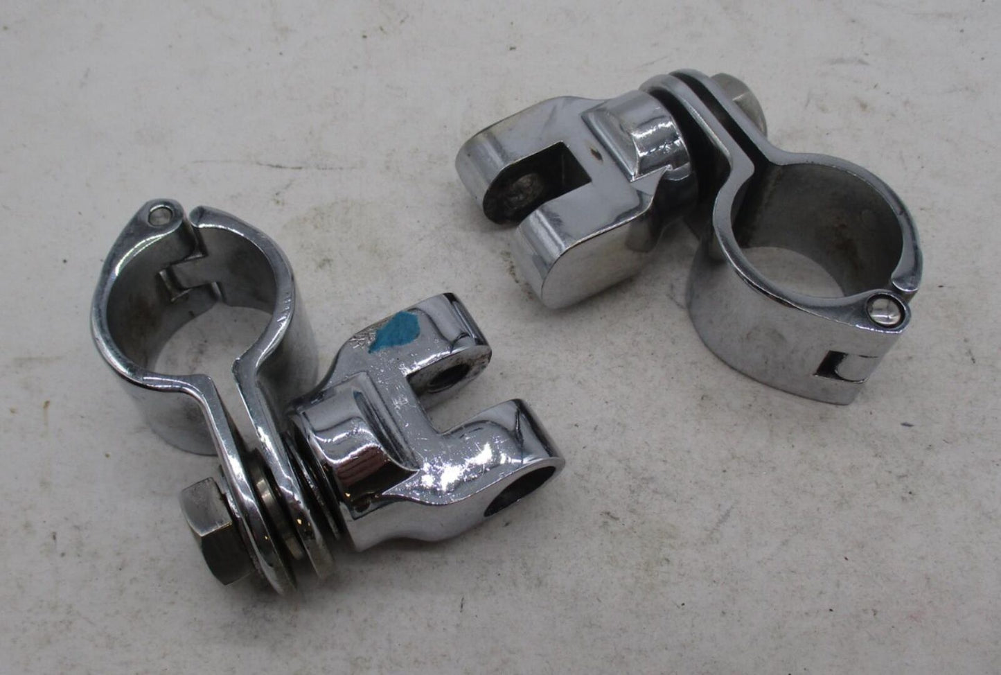 Harley Davidson Genuine Pair of Chrome Highway Peg Mounting Bracket Clamps