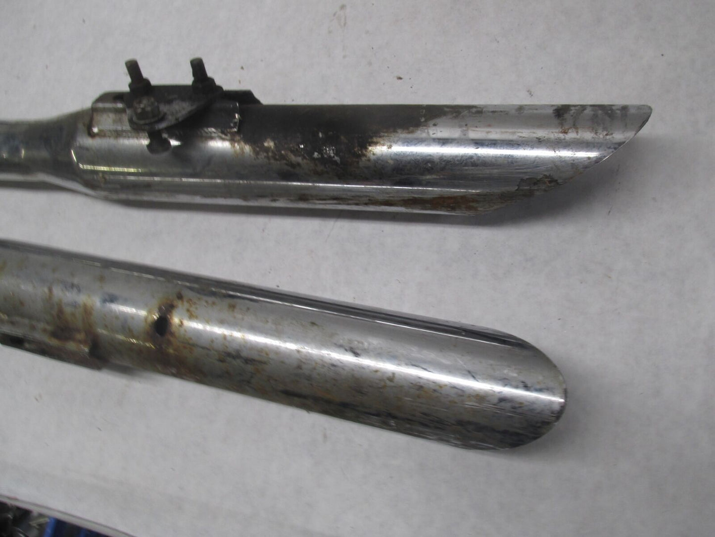 Set of Harley Davidson Shovelhead Vintage Slash Cut Drag Pipes