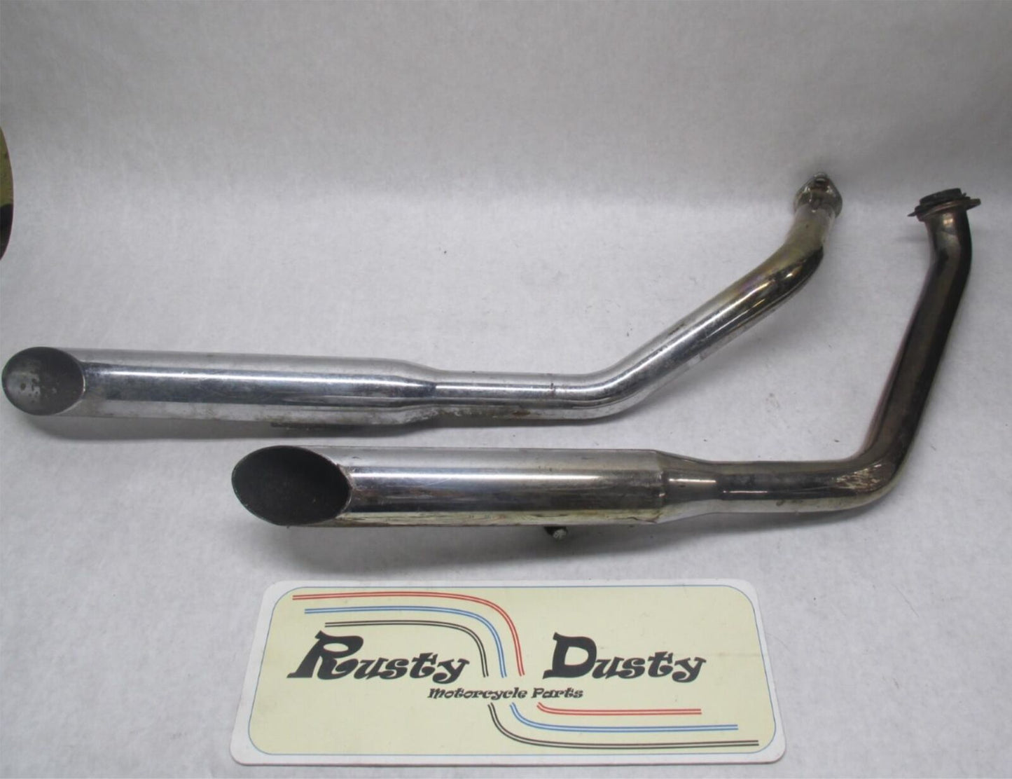 Set of Harley Davidson Shovelhead Vintage Slash Cut Drag Pipes