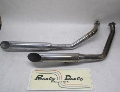 Set of Harley Davidson Shovelhead Vintage Slash Cut Drag Pipes