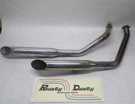 Set of Harley Davidson Shovelhead Vintage Slash Cut Drag Pipes
