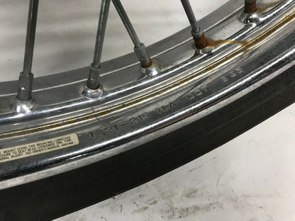 Harley Dyna 21in Front Wheel Rim T21-2.15 TLA w/ Tire & Rotor 44138-95  **BENT**