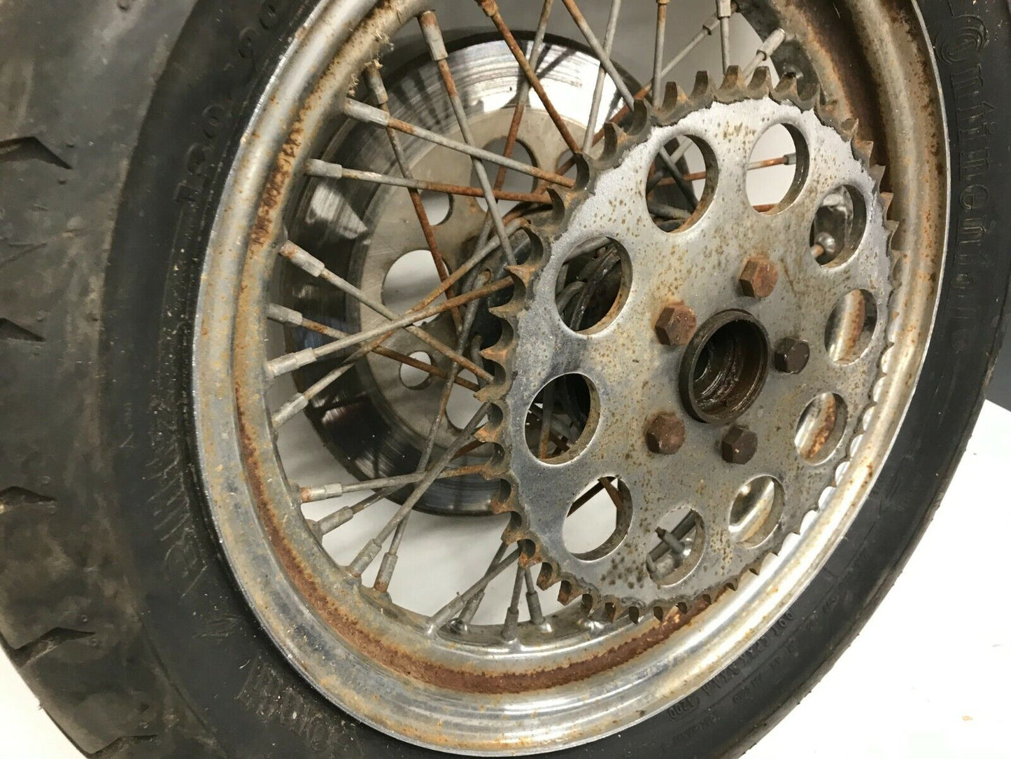 16" Disc Brake Rear Wheel Hub Flange Rim  Harley Shovelhead 47 T Sprocket & Tire
