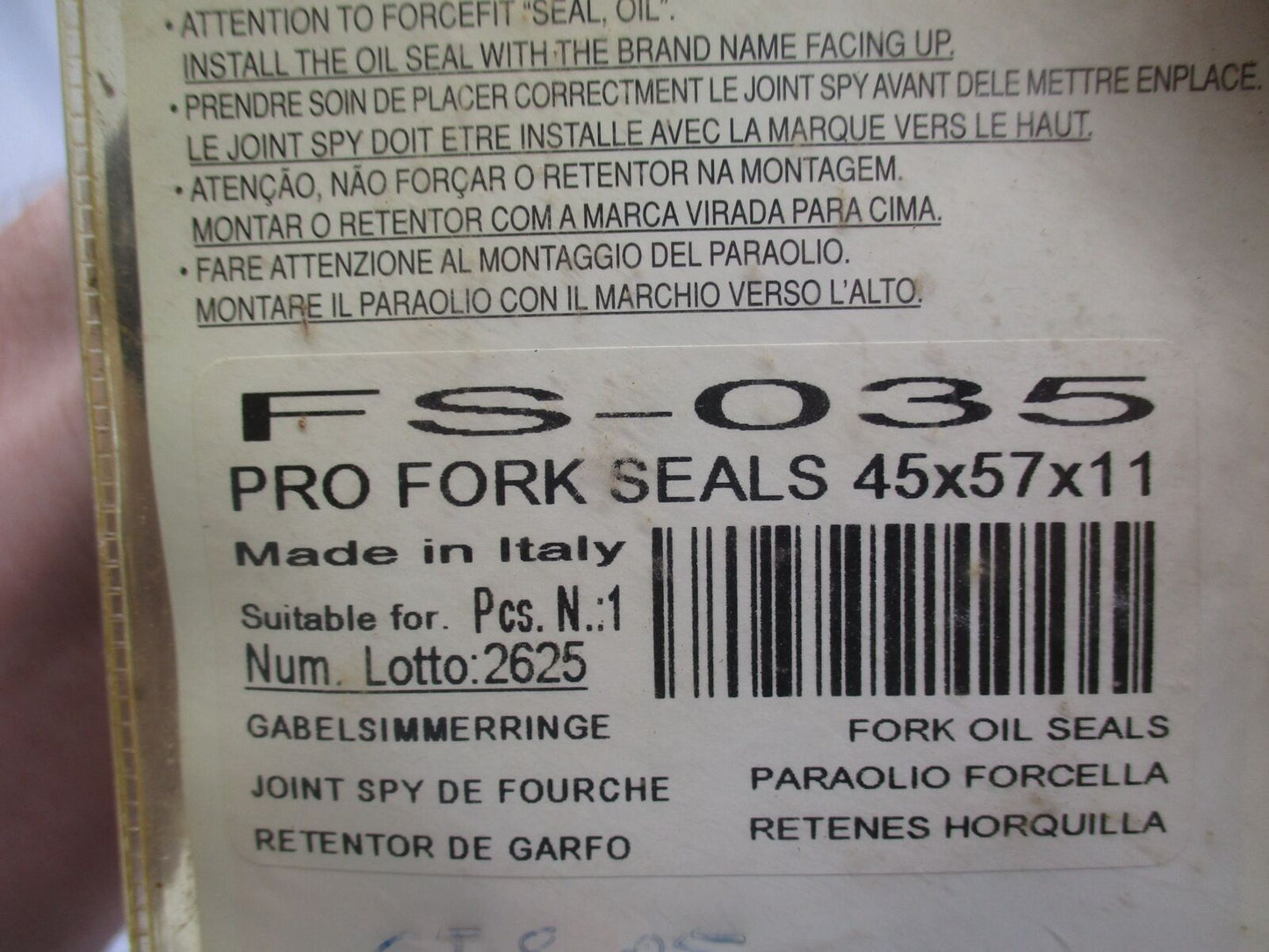 Parts Unlimited Motorcycle Pro Fork Seals FS-035 45x57x11