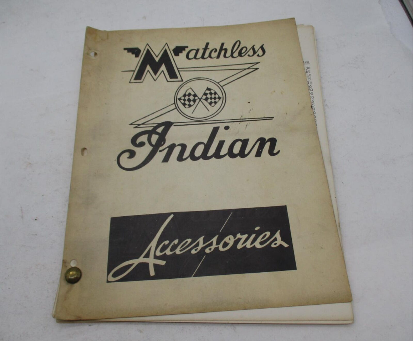 Antique 1930's Matchless Indian 45 Page Accessories Catalog Oil Cans Apparel