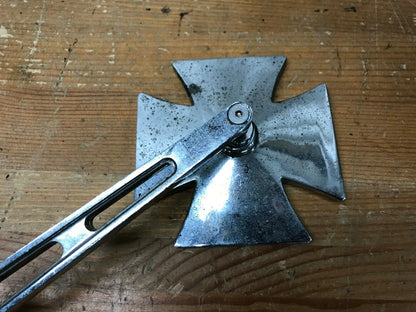 Chrome Maltese Mirror Slotted Stem Left Side Harley Used Old School Patina