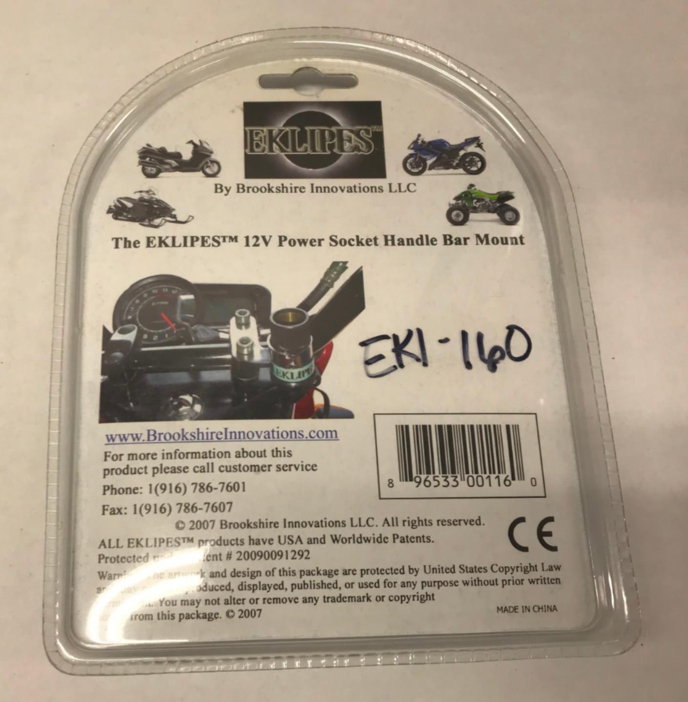 Eklipes Motorcycle Handle Bar Mount for 12V Power Socket EKI-160