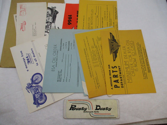 Lot of Vintage Original BSA Motorcycle Oil Order Sheets Dealer Correspondence