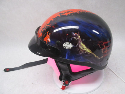 Outlaw Black and Red Large L T-70 Motorcycle Half Helmet 59-60cm